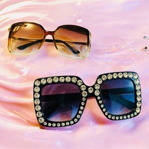 Torrid Black and Gold Rhinestone Sunglasses